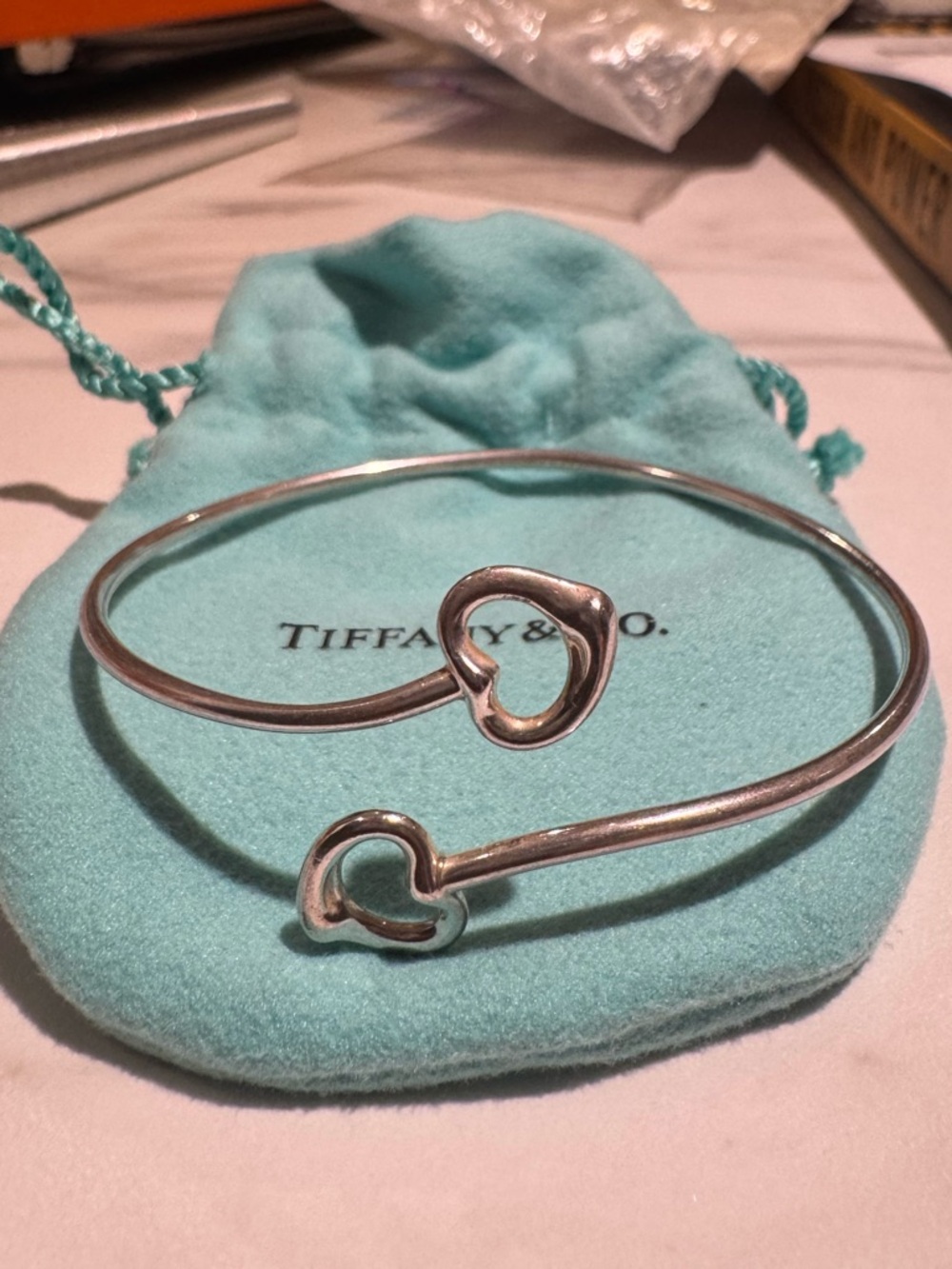 Tiffany silver dual heart bracelet vintage